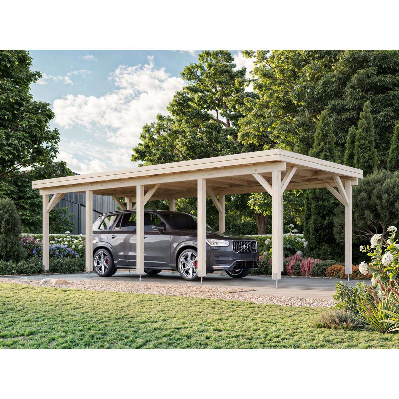Carport Karl 23,1 m2 Ubehandlet tre
