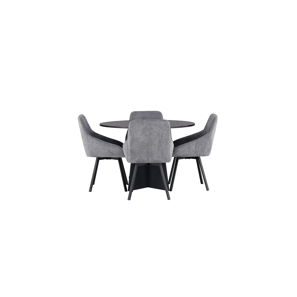 Spisegruppe Venture Home Bootcut Ø110 cm med 4 stk Rosie Stoler