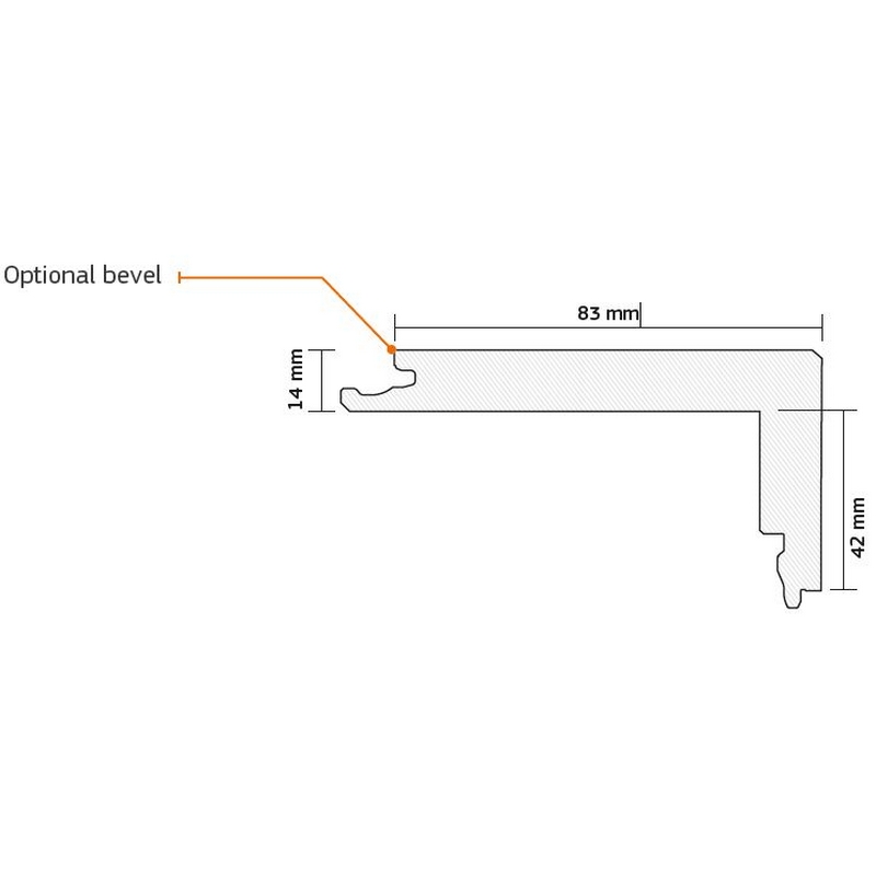Trappenese Boen Eik for Lukket Trapp 14 mm 56x83x2200 A-M