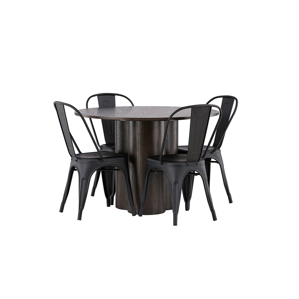 Spisegruppe Venture Home Olivia Ø 110 cm med 4 Tempe Stoler