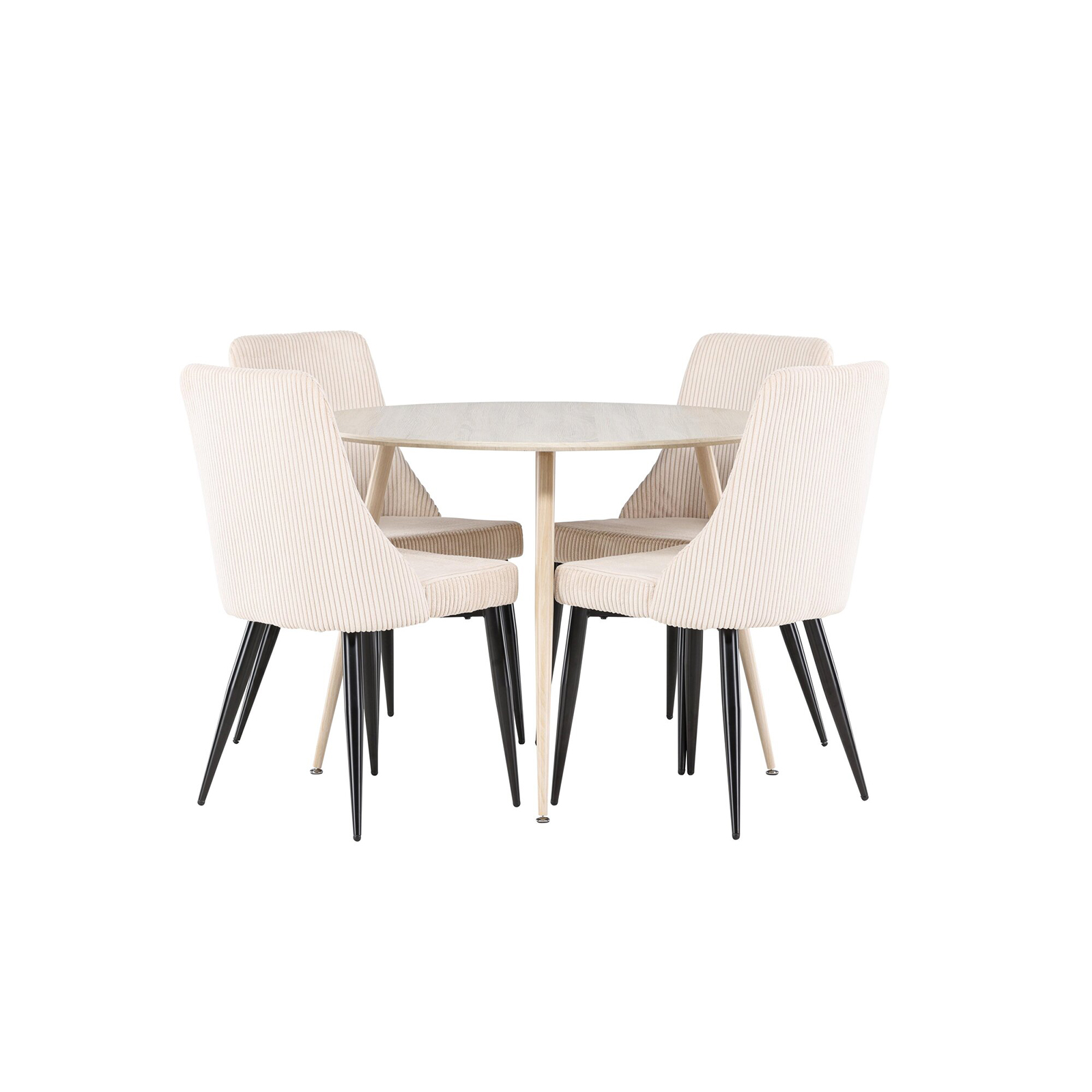 Spisegruppe Venture Home Plaza Ø100 med 4 stk Leone Stoler