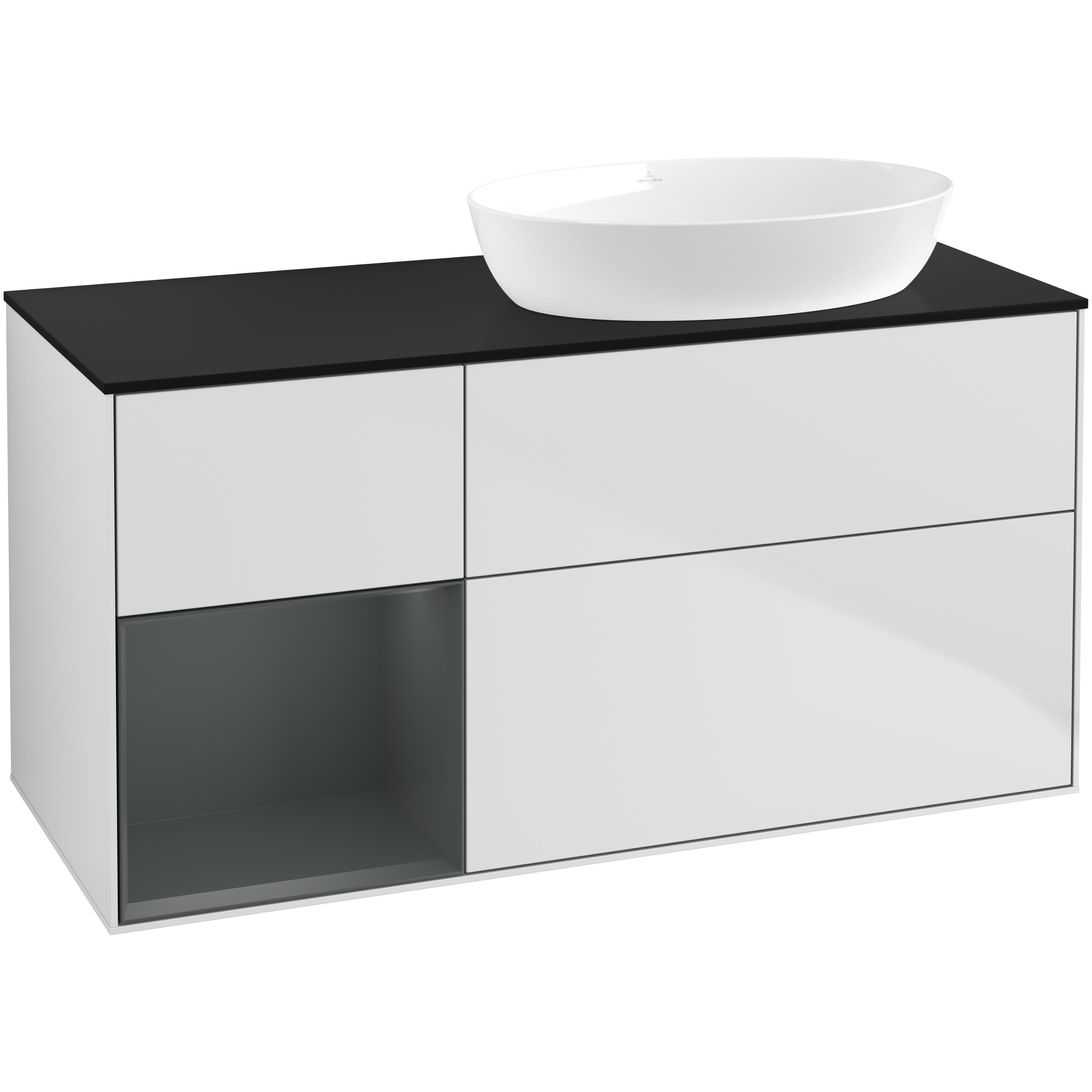 Tvättställsskåp Villeroy & Boch Finion med 3 Lådor Hylla och Bänkskiva för Ocentrerat Tvättställ från Artis & Collaro