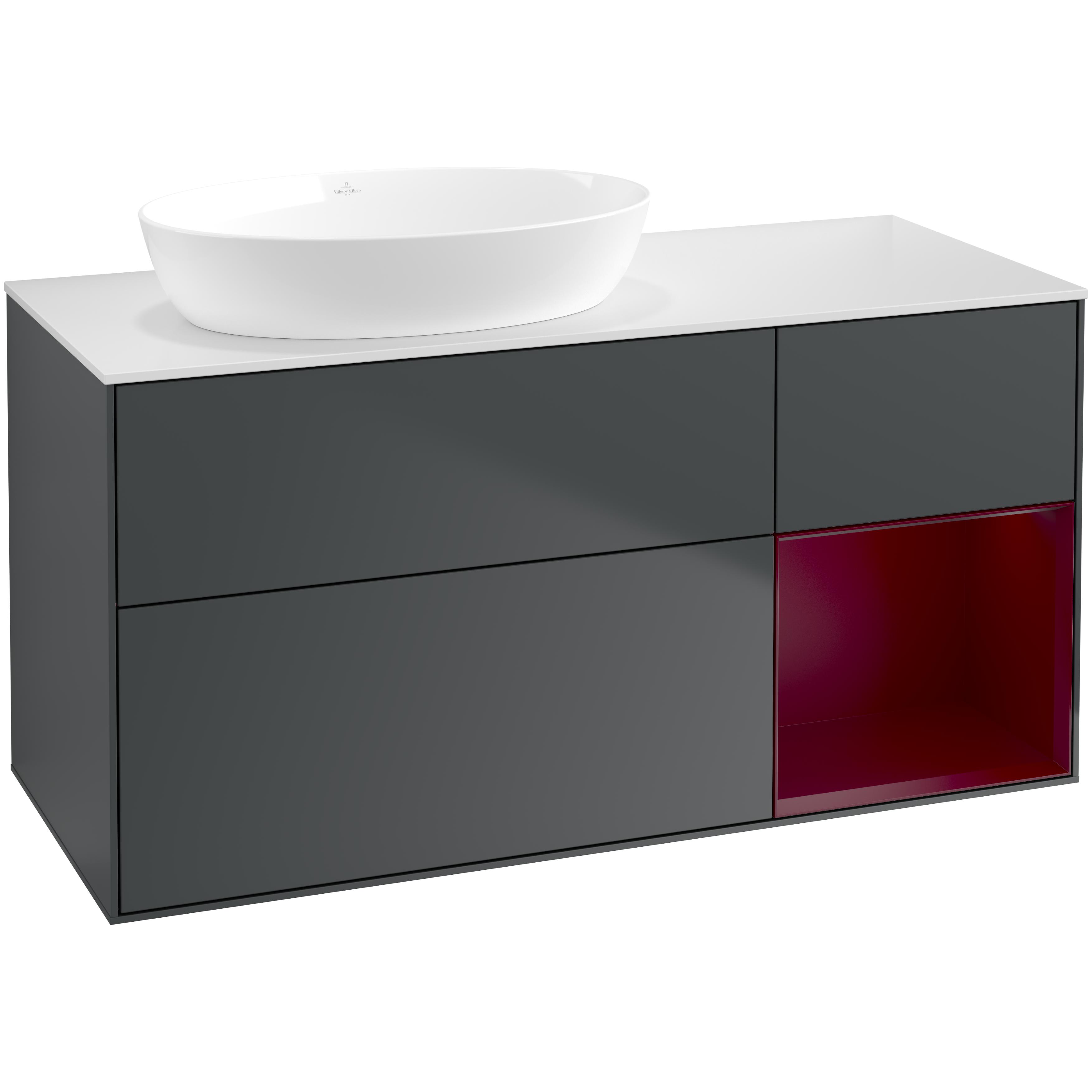 Tvättställsskåp Villeroy & Boch Finion med 3 Lådor Hylla och Bänkskiva för Ocentrerat Tvättställ från Artis & Collaro