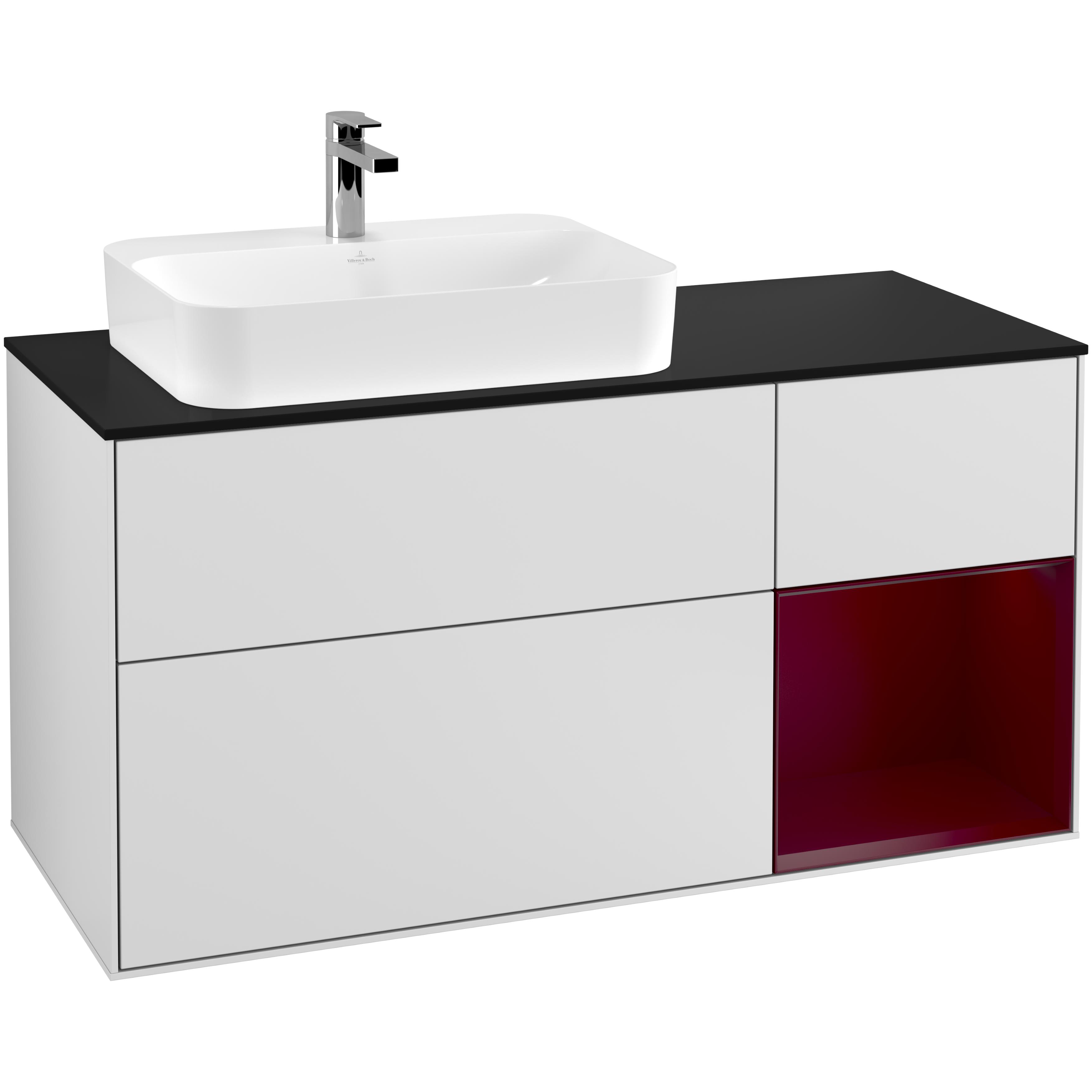 Tvättställsskåp Villeroy & Boch Finion med 3 Lådor Hylla och Bänkskiva för Ocentrerat Ytmonterat Tvättställ