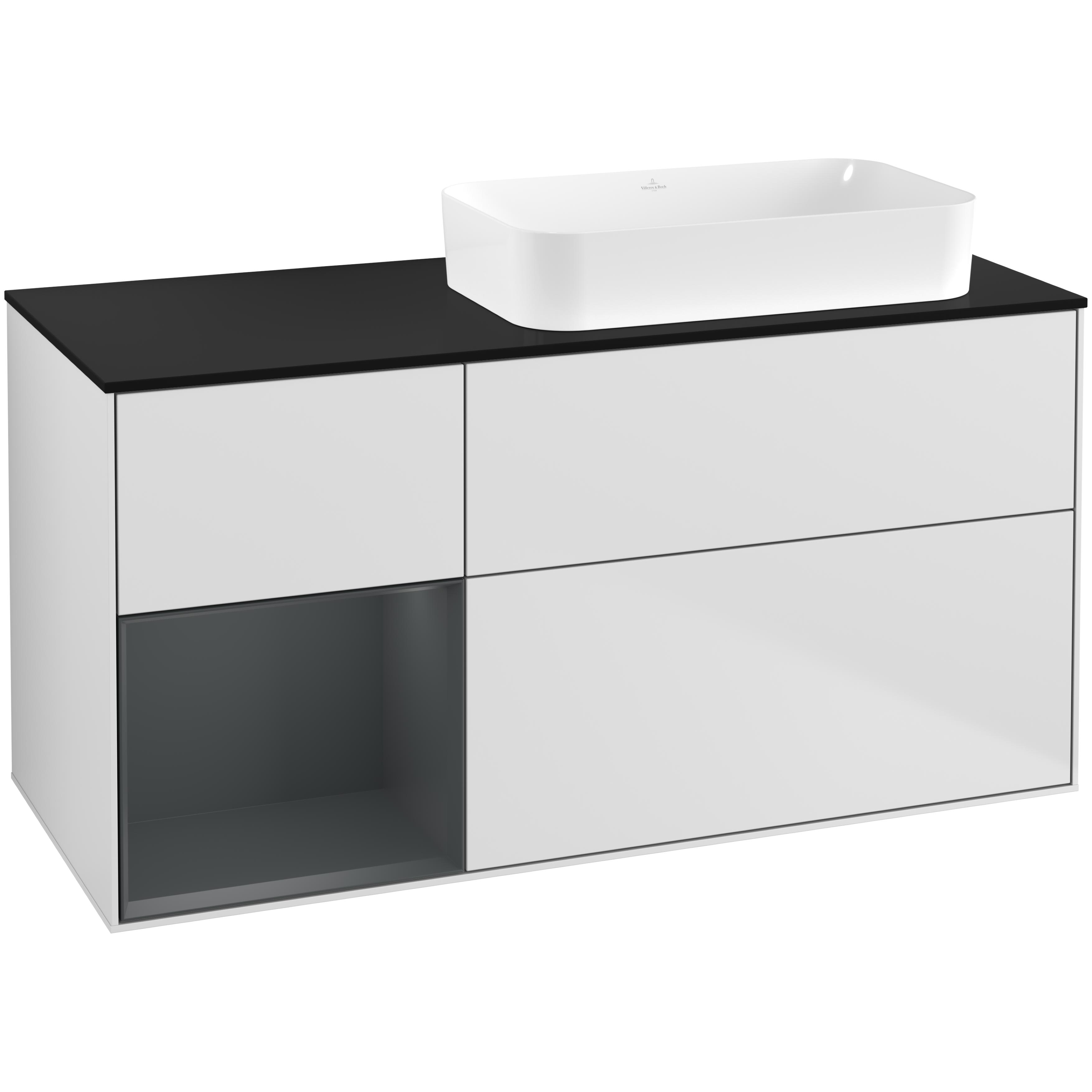 Tvättställsskåp Villeroy & Boch Finion med 3 Lådor Hylla och Bänkskiva för Ocentrerat Fristående Tvättställ