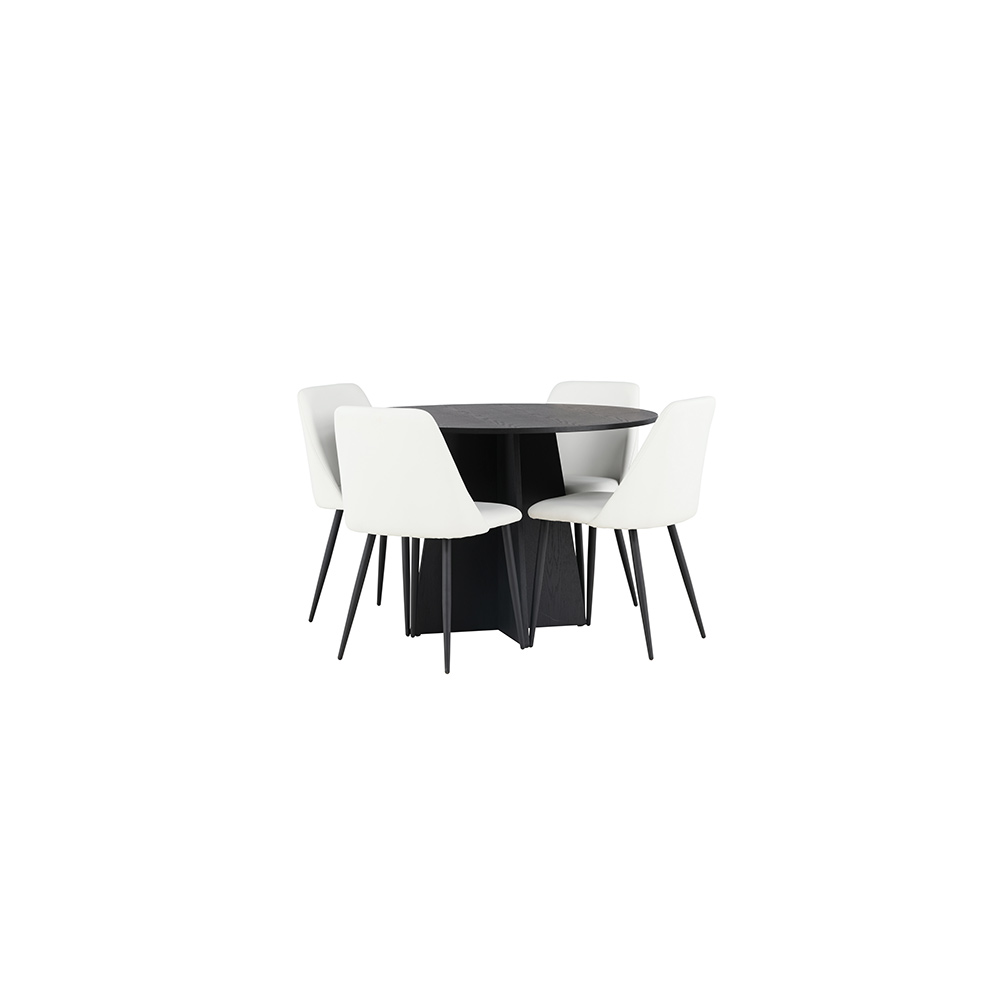 Spisegruppe Venture Home Bootcut Ø110 cm med 4 stk Night Stoler