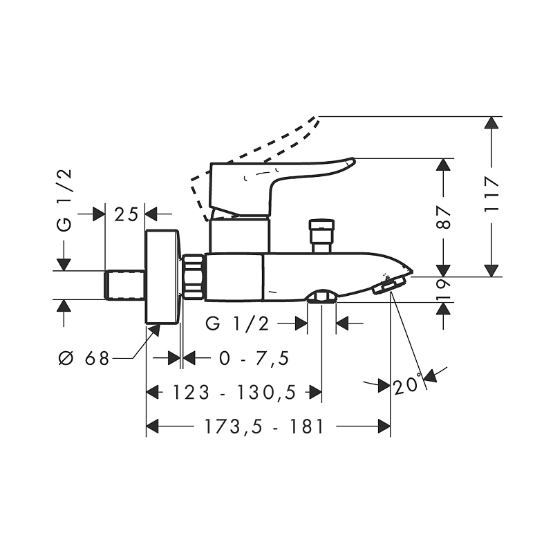 Dusj- og Badekarbatteri Hansgrohe Metris 150 cc