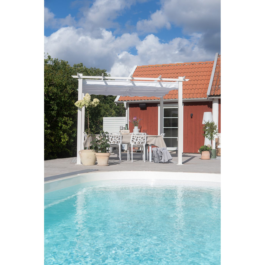 Pergola 3x3 m Vit Hvit/Hvit