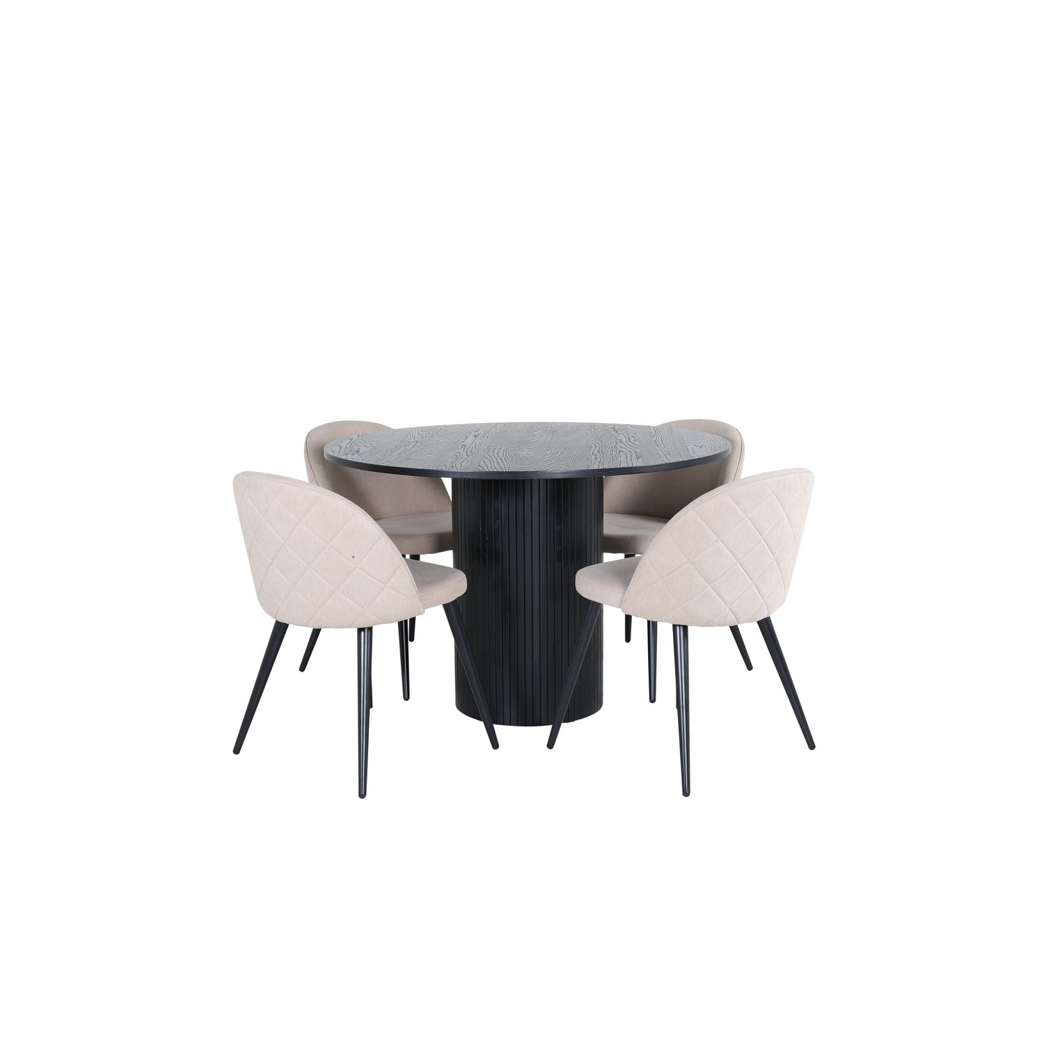 Spisegruppe Venture Home med Rundt Bianca Spisebord og 4 Valentina Stitcthes Spisestoler