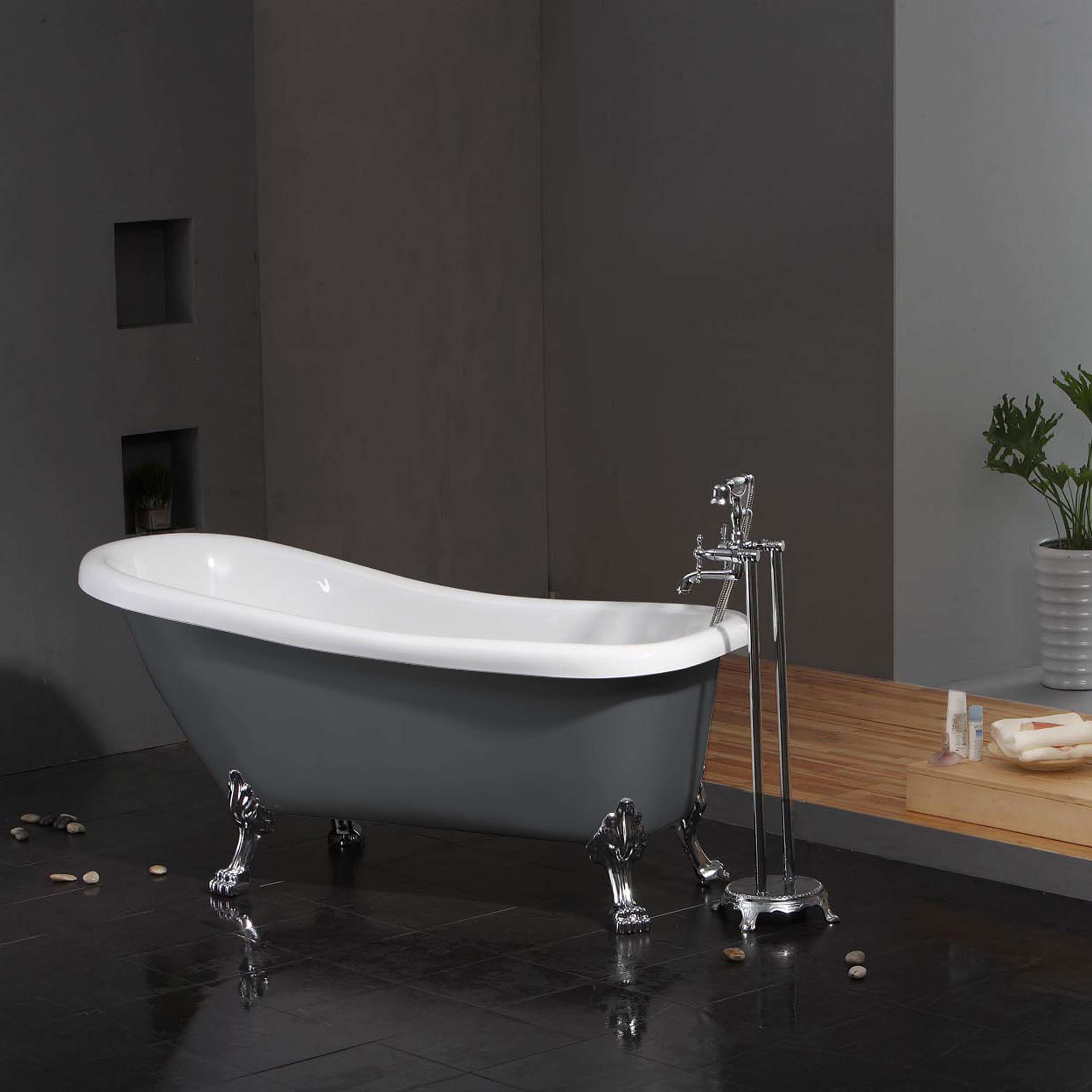 Badekar Bathlife Ideal Grå med Føtter
