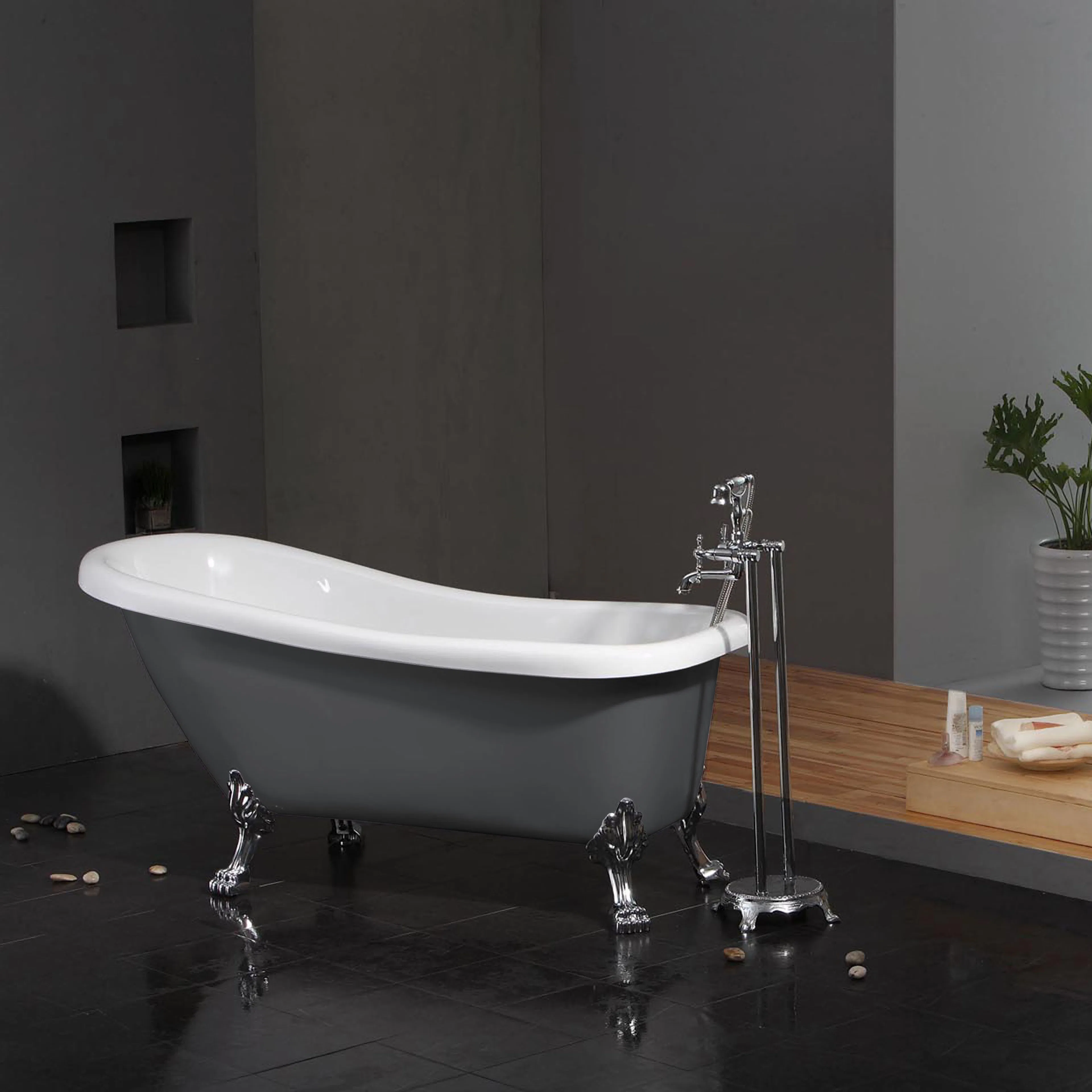 Badekar Bathlife Ideal Grå med Føtter