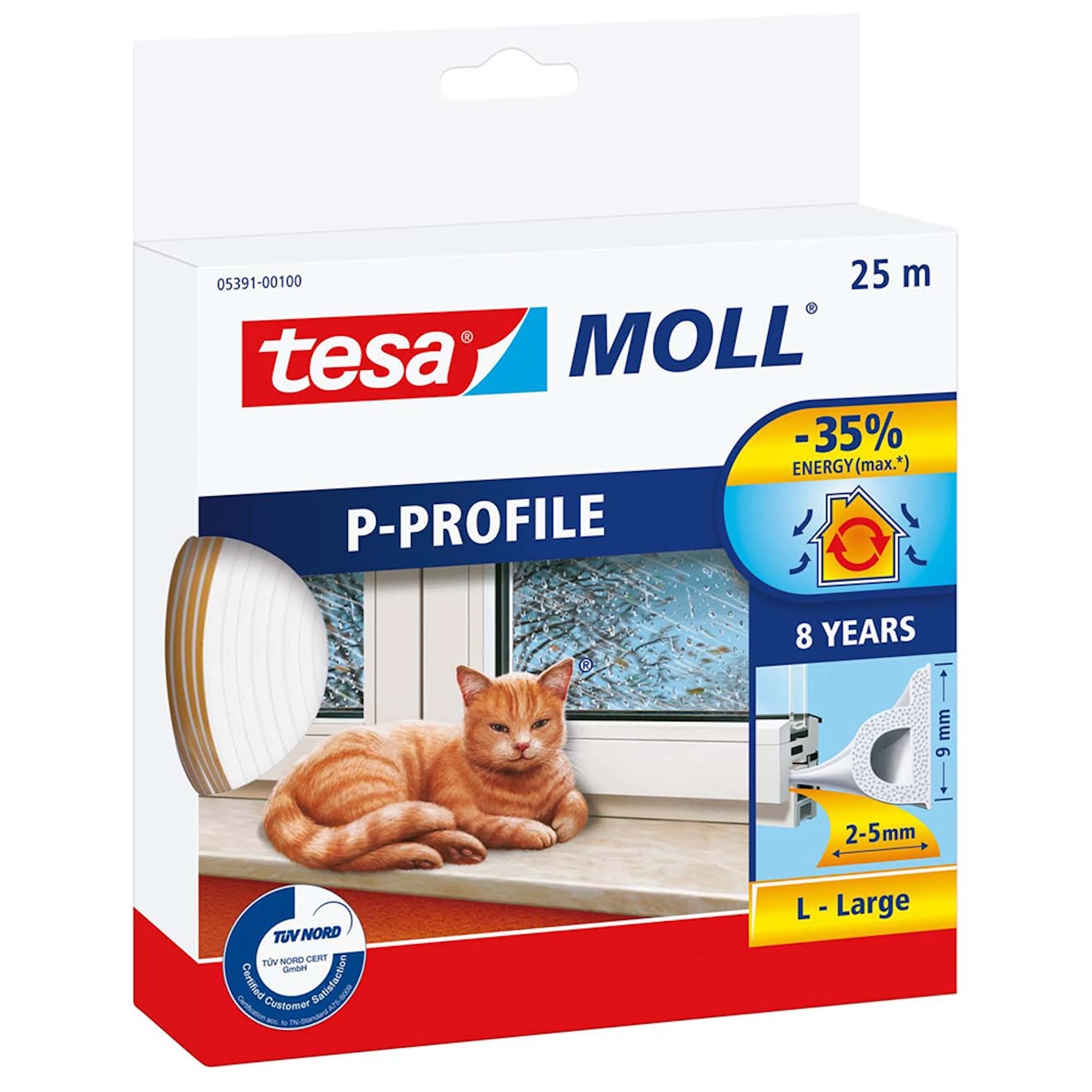 Tetningslist Vindu Tesa P-list Hvit 25 m