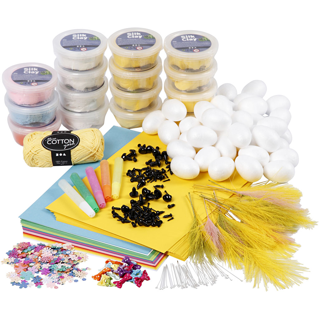 Materiellsett Creativ Company klassesett til Kyllinger med Silk Clay 1 Sett