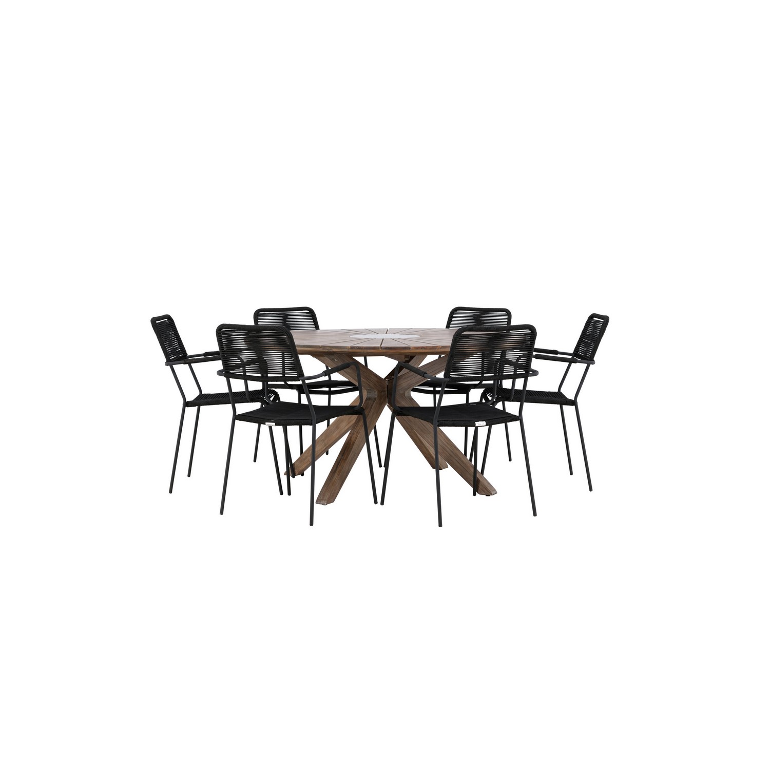 Hagegruppe Venture Home Rosario med 6 Lindos Lenestoler