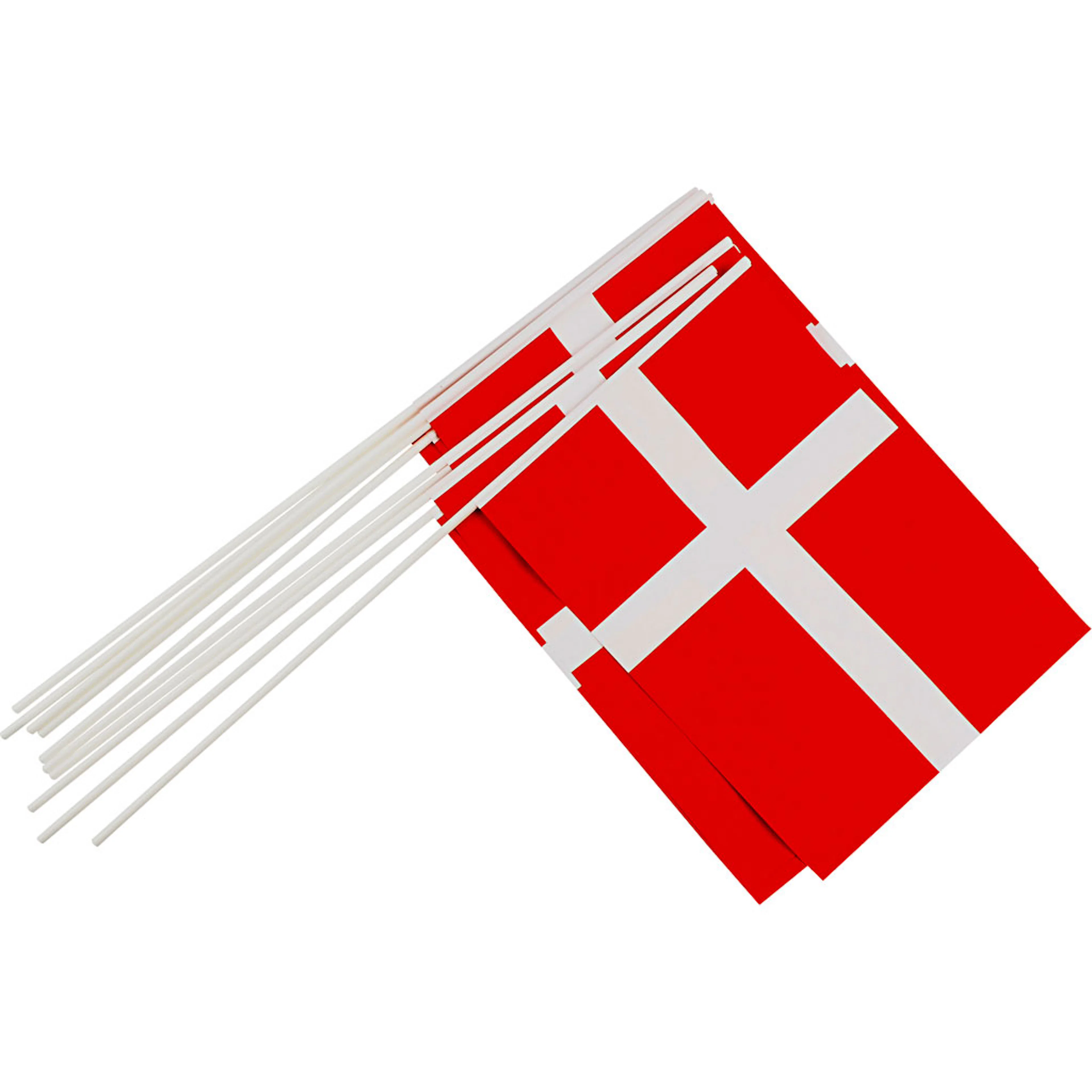 Pappersflaggor, stl. 20x25 cm, 10 st./ 1 förp. Danmark, Rød/Hvit