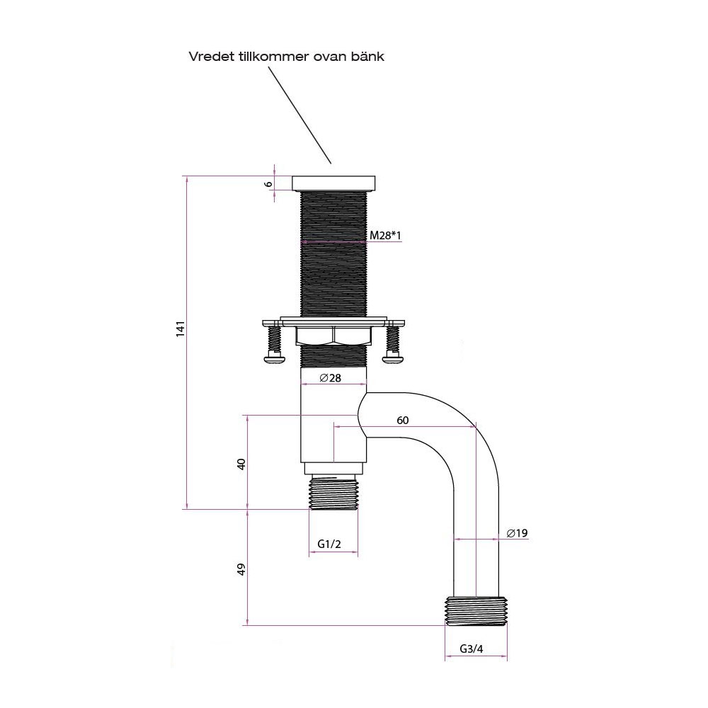 Stengeventil Strand Stainless for Oppvaskmaskin DM-101