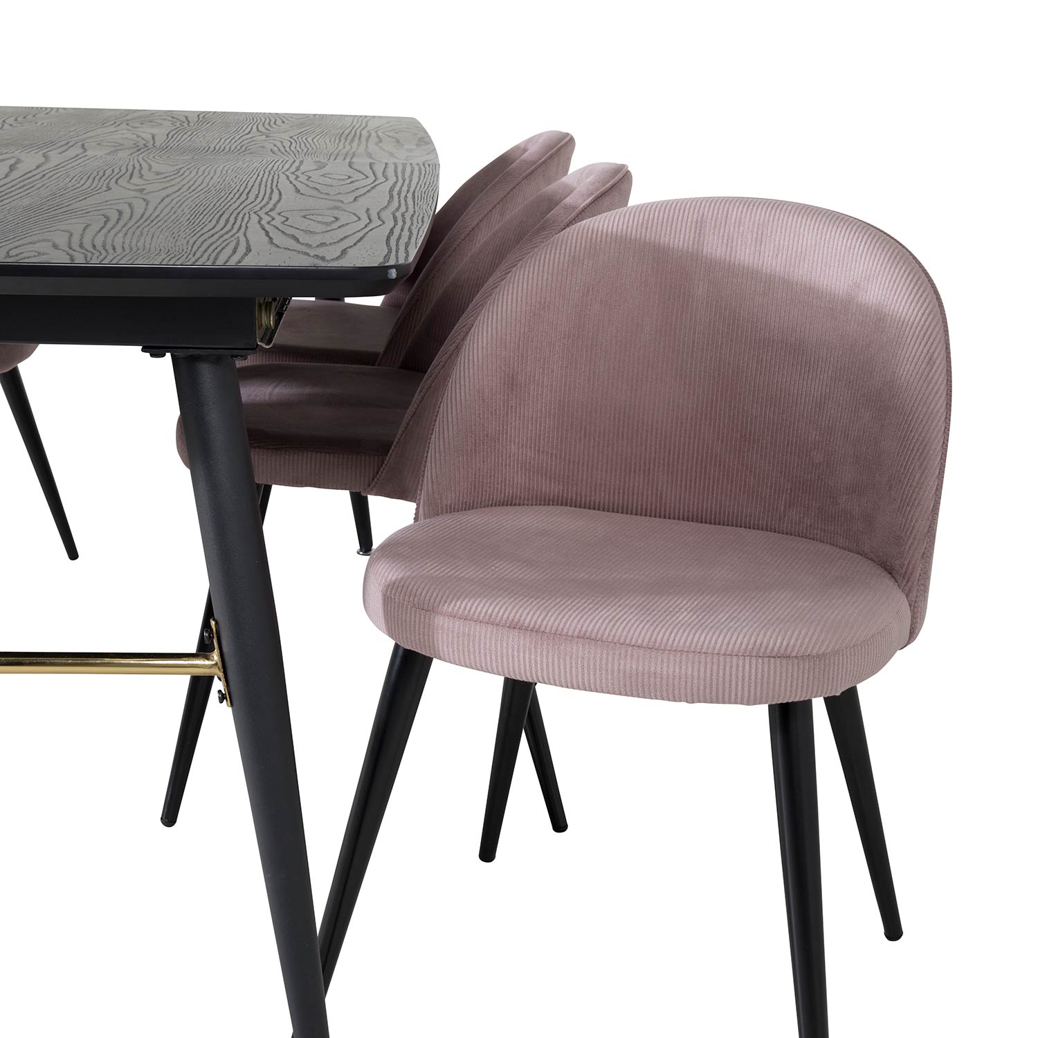 Spisegruppe Venture Home Gold med 6 Velvet Stoler