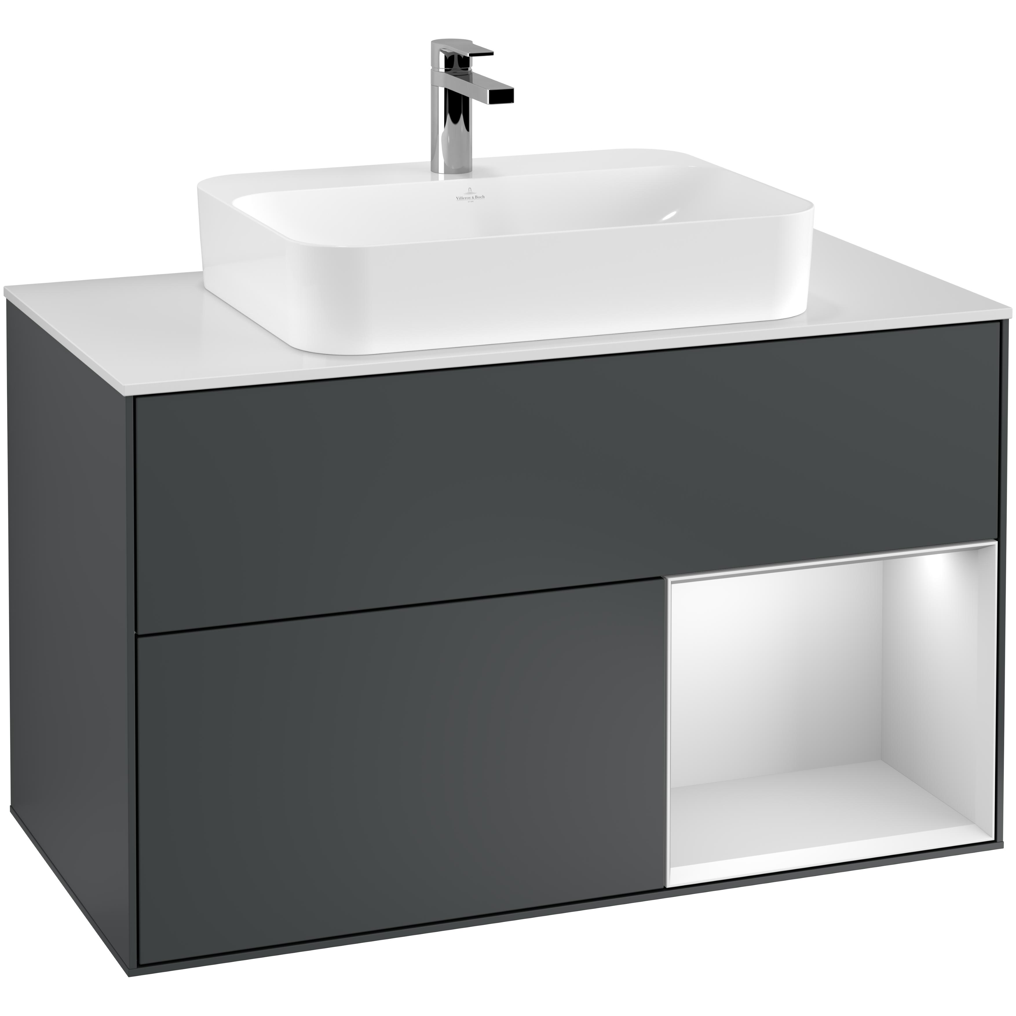 Tvättställsskåp Villeroy & Boch Finion med 2 Lådor Hylla och Bänkskiva för Ytmonterat Tvättställ | badrum - badrumsmobler - tvattstallsskap-och-kommod | KakelKungen