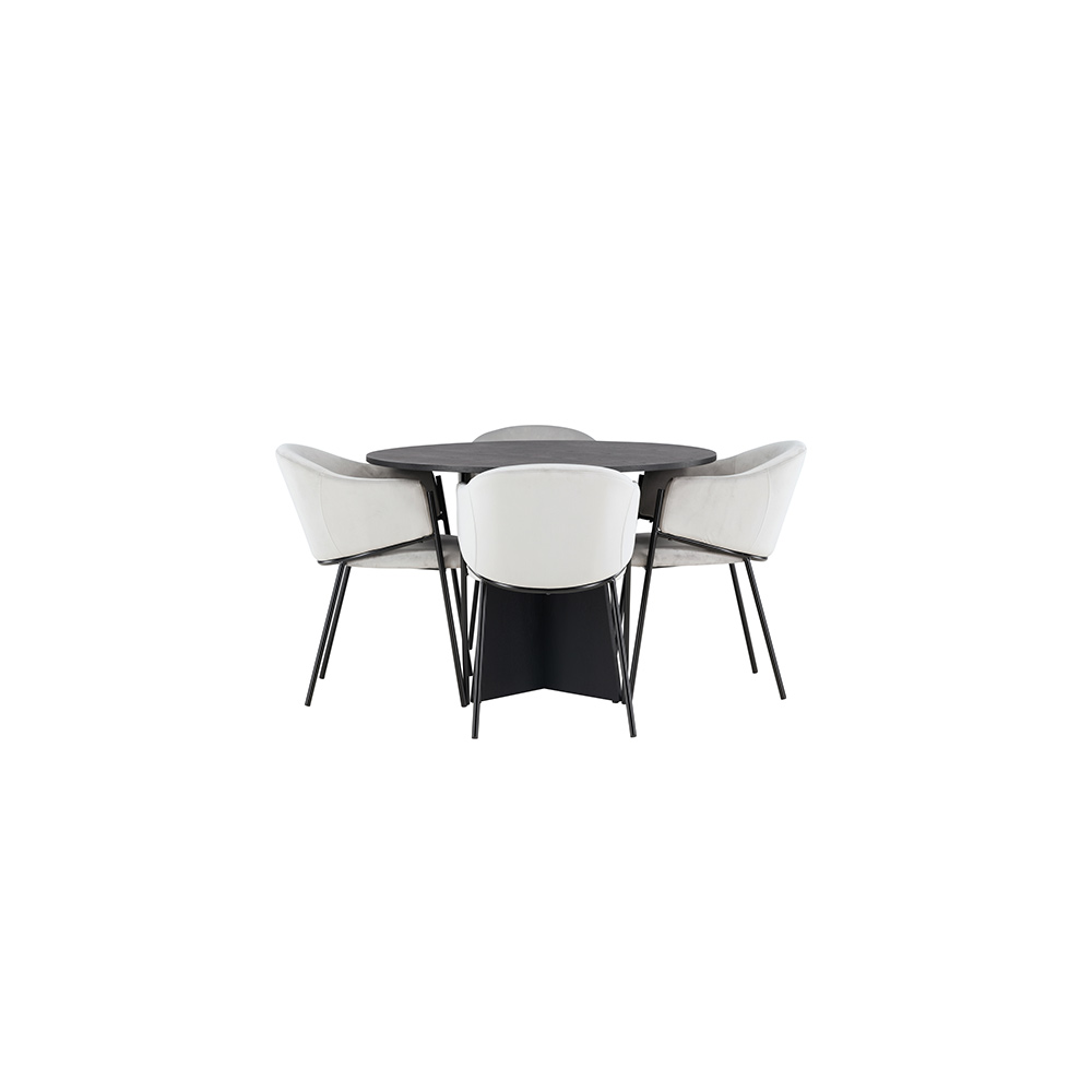 Spisegruppe Venture Home Bootcut Ø110 cm med 4 stk Evelina Stoler