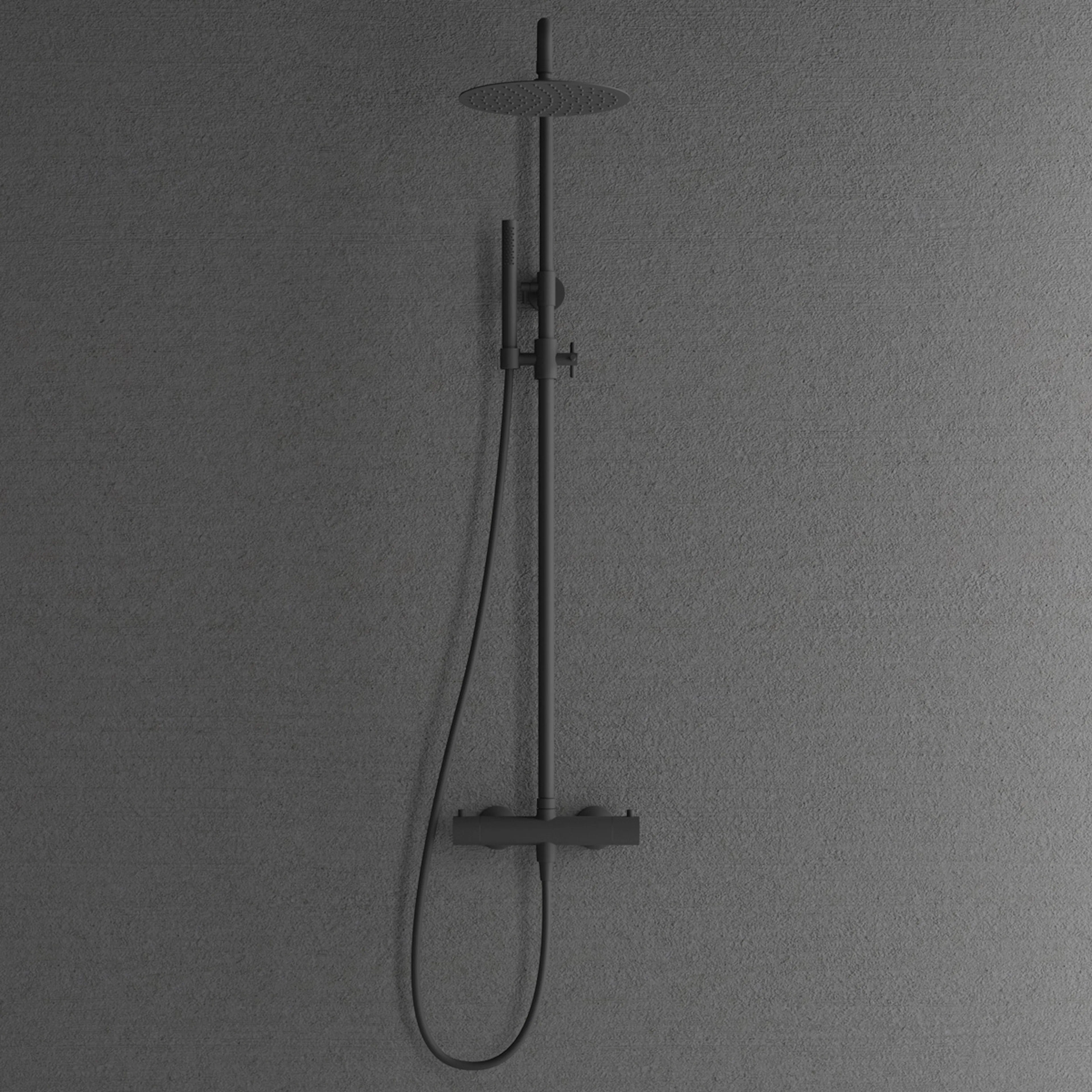 Blandarpaket Scandtap Takduschset Steel Pleasure 2 med Tvättställsblandare Voyage Coal