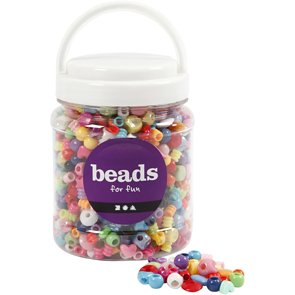 Plastperler Creativ Company Str 6-20 mm Hullstr 1,5-6 mm 700 ml/1 Boks