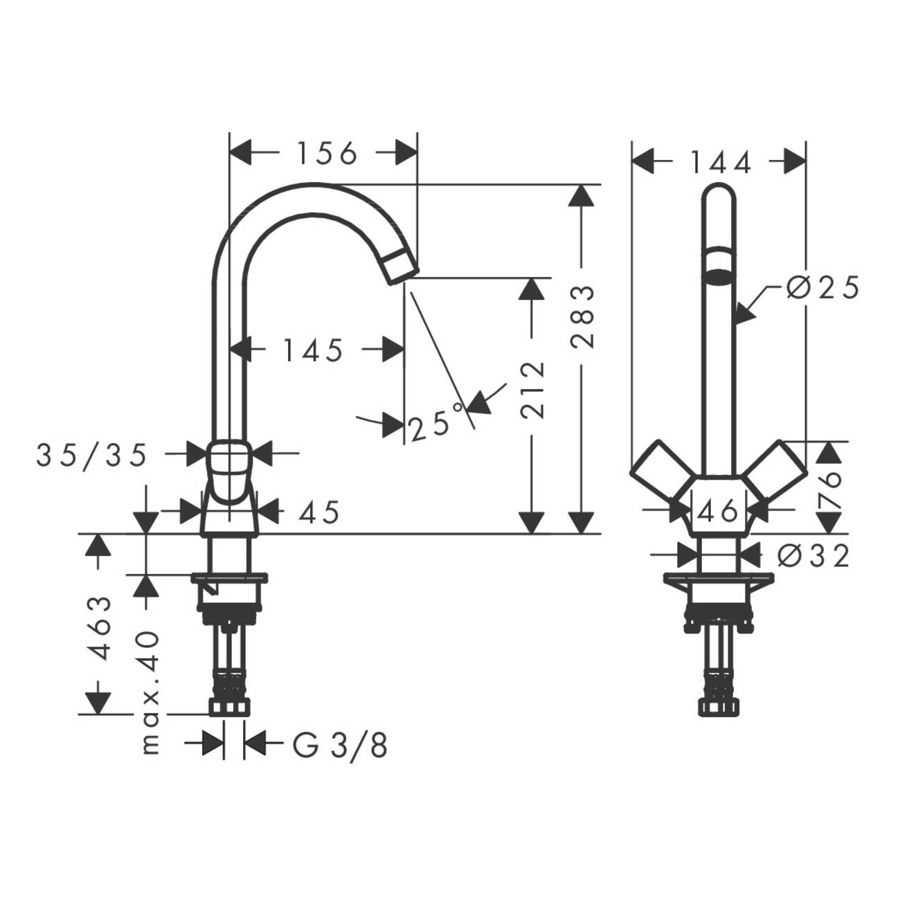 Kjøkkenbatteri Hansgrohe Logis M31 2-grep