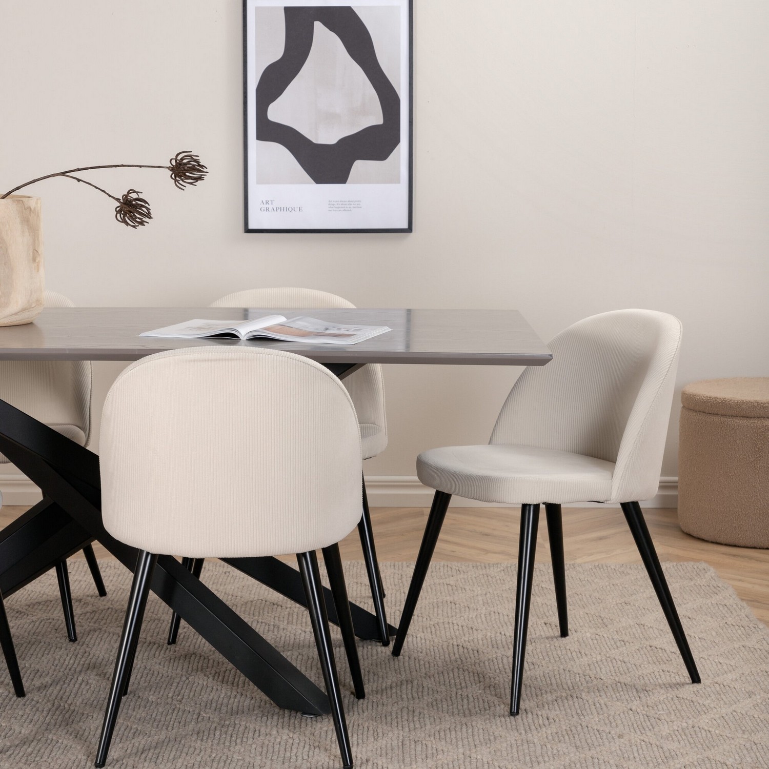 Spisegruppe Venture Home med Piata Spisebord og 6 Valentina Spisestoler