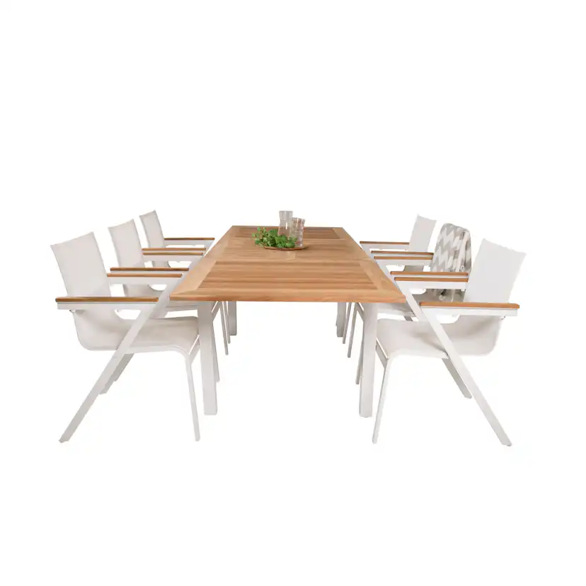 Spisegruppe Venture Home Perla 160/240 med 6 Meya Stoler