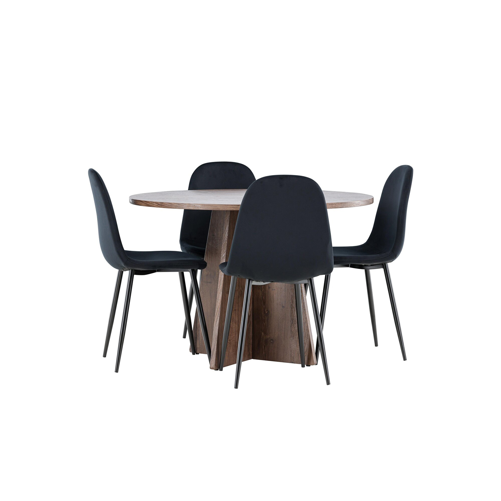 Spisegruppe Venture Home Bootcut Ø110 med 4 stk Polar Stoler Fløyel