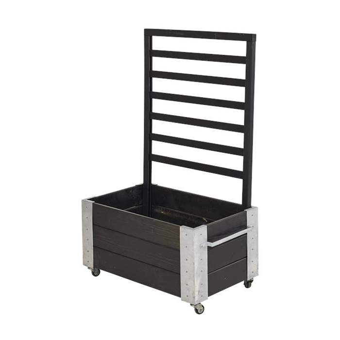 Blomsterkasse PLUS Cubic med espalier Svart 87x50x130 cm