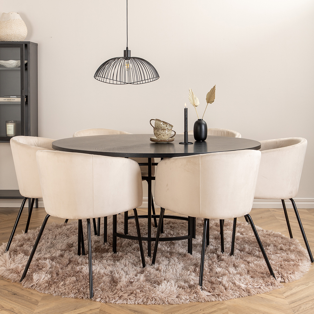 Spisegruppe furniture/fashion Copenhagen Ø140 cm med 6 Berit Stoler