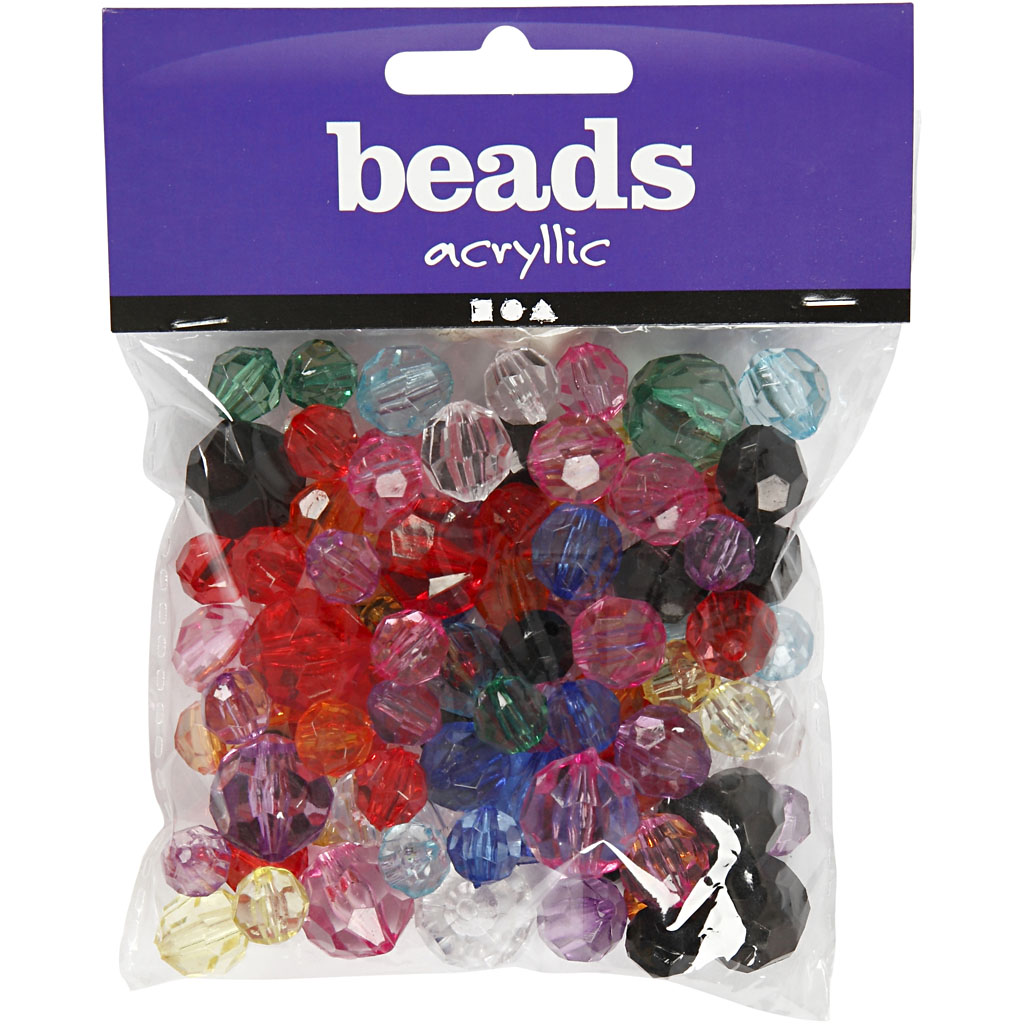 Plastperler Creativ Company Facettperlemix Str 10-12-16 mm Hullstr 1-2,5 mm 125 ml/1 Pk