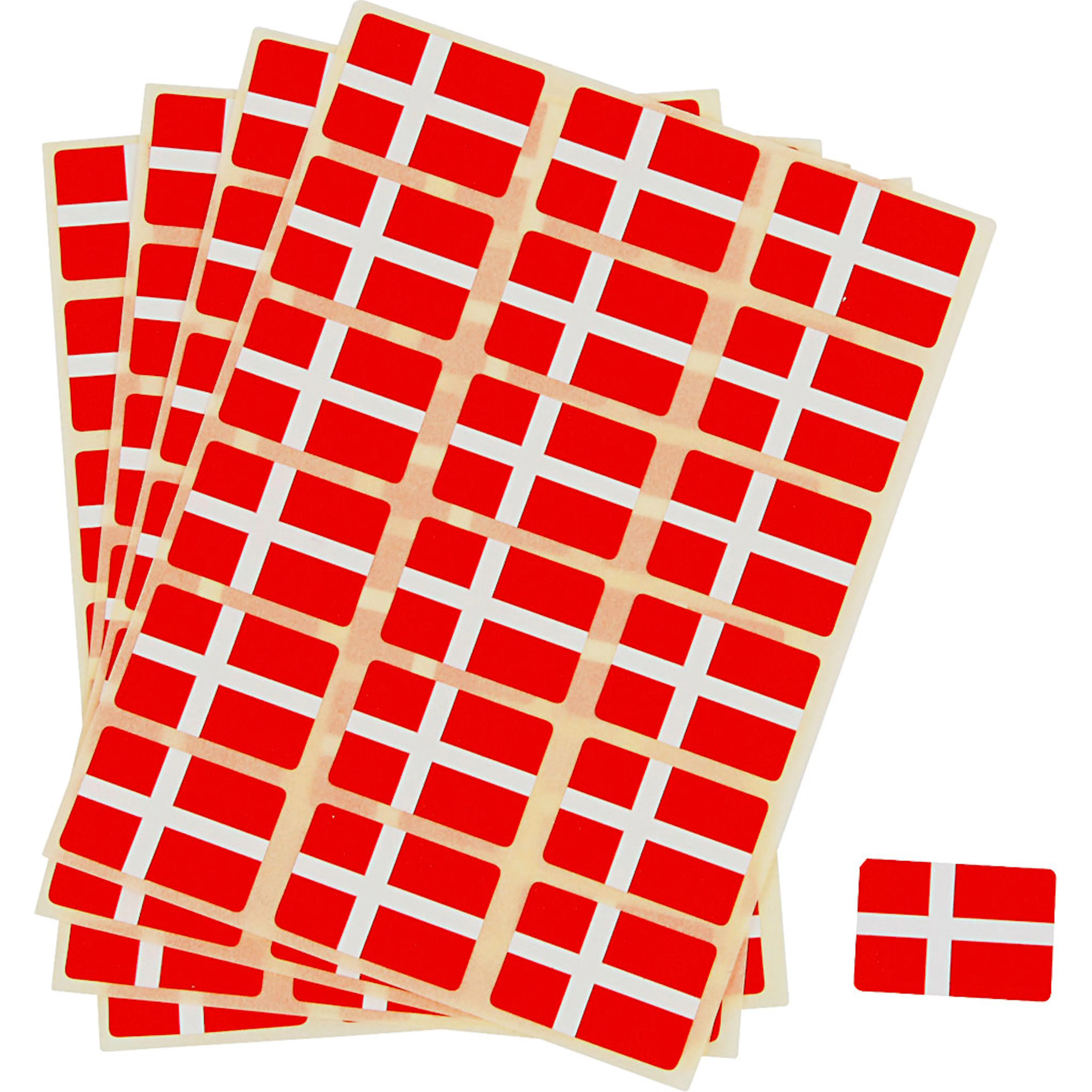 Flagg Creativ Company Selvklebende Str 15x22 mm 72 stk/1 Pk Rød/Hvit, Danske Flagg