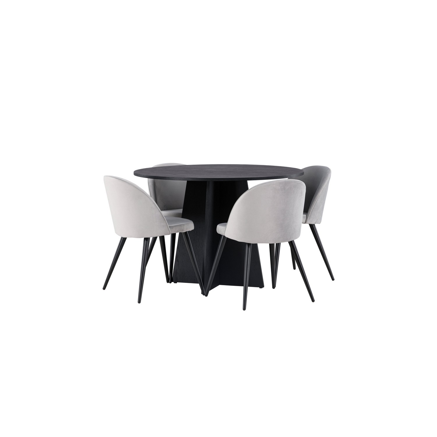 Spisegruppe Venture Home Bootcut Ø110 cm med 4 Velvet Stoler