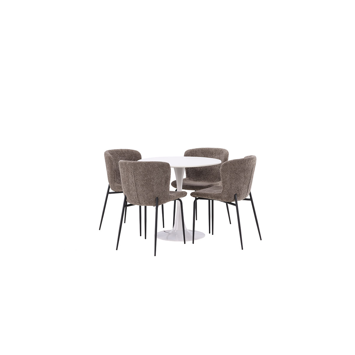 Spisegruppe Venture Home Hamden Ø80 cm med 4 Modesto Stoler