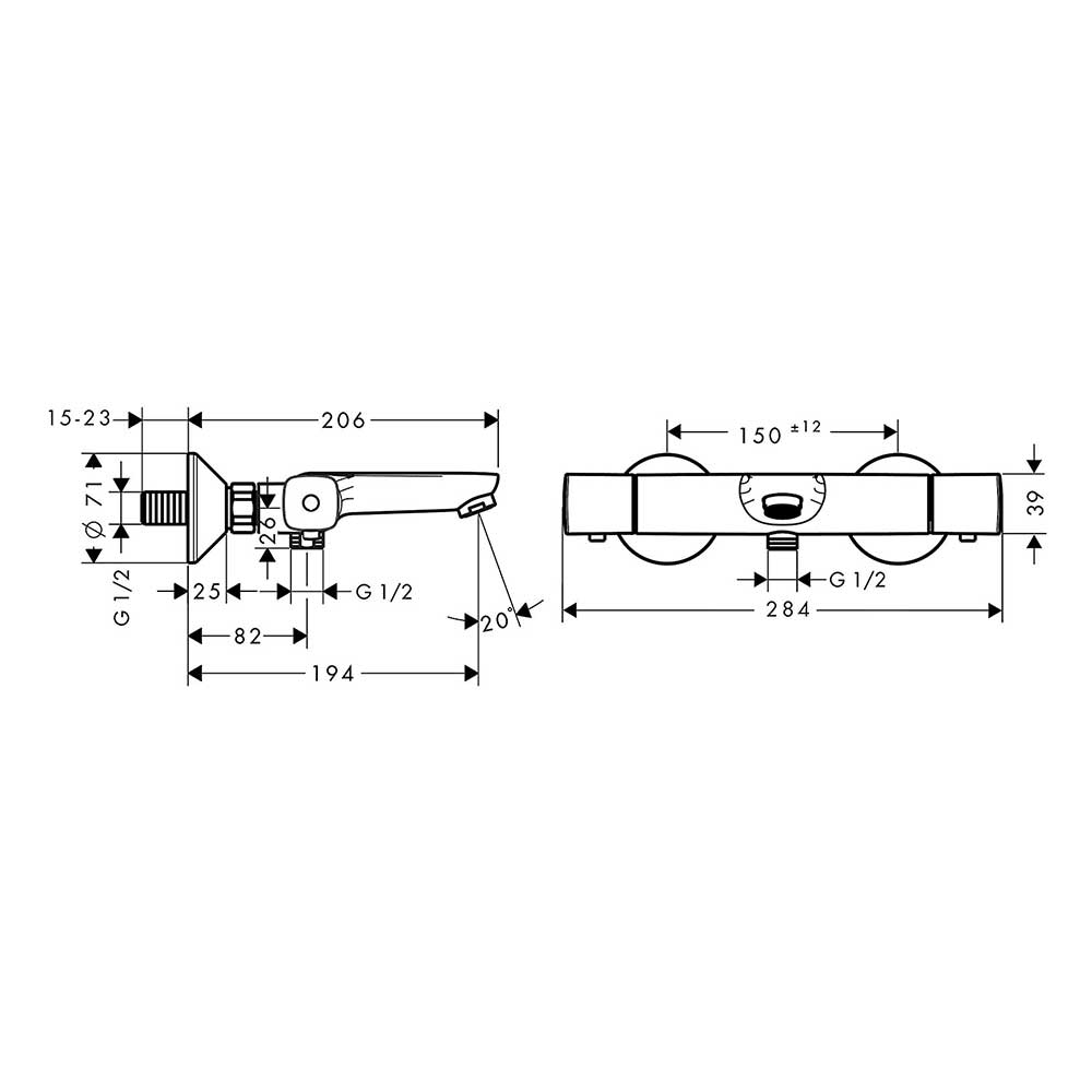 Dusj- og Badekarbatteri Hansgrohe Ecostat Universal 150 cc