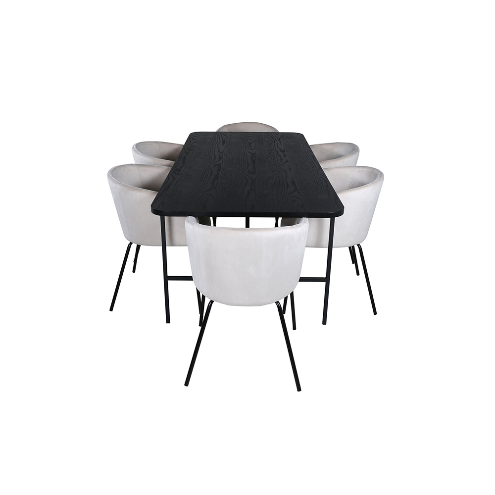 Spisegruppe Venture Home Chicago Spisebord og Bergen Spisestol Sort