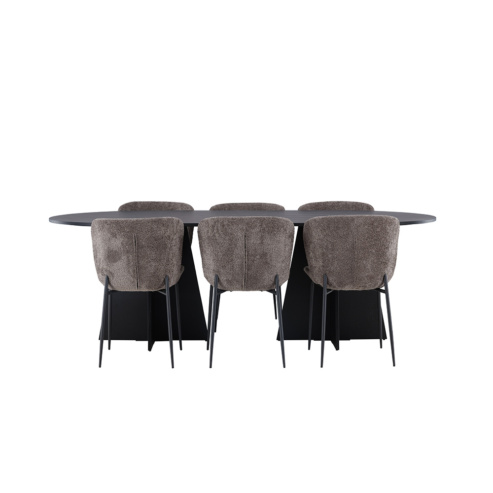 Spisegruppe Venture Home Bootcut Oval med 6 Modesto Stoler