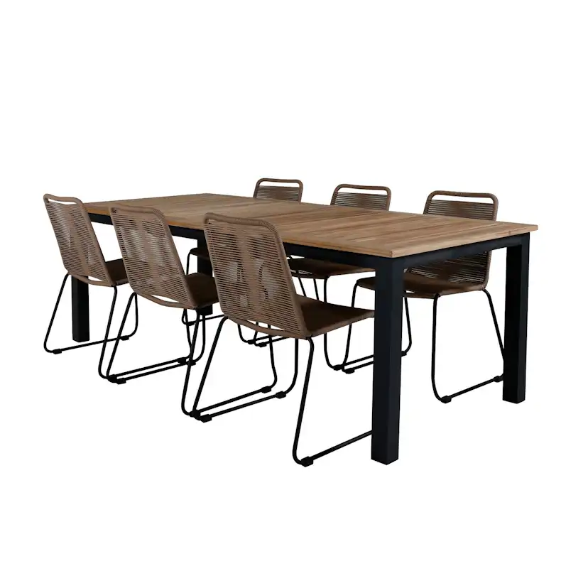 Spisegruppe Venture Home Perla 224 med 6 Leon Stablebare Spisestoler