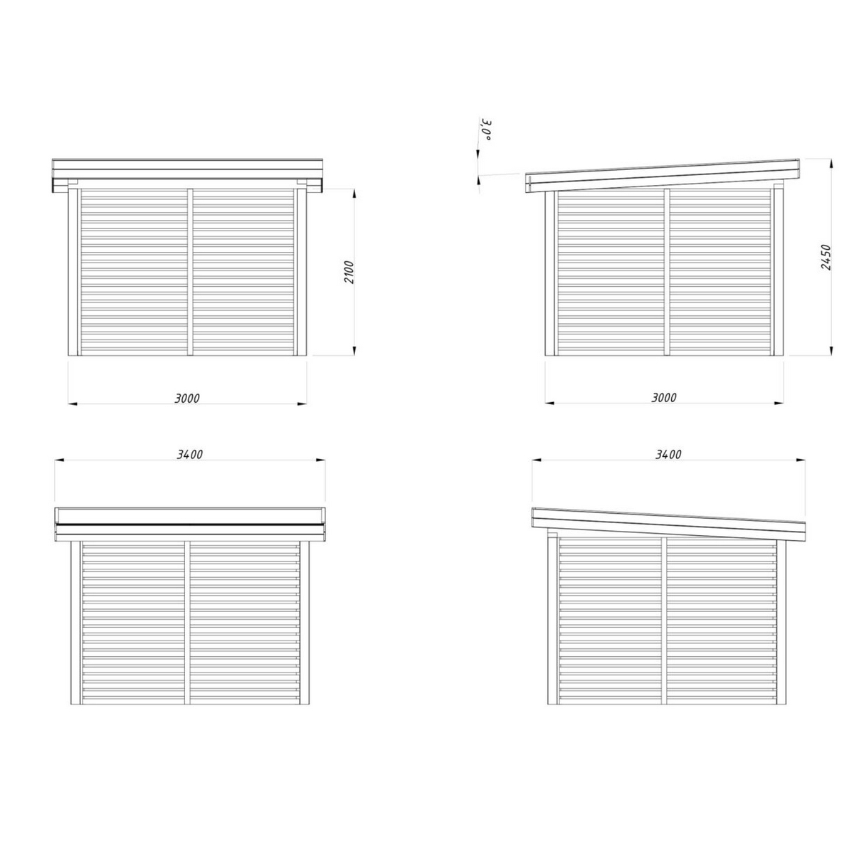 Lenna paviljong 8,3 m2 Set 302 Ubehandlet Tre