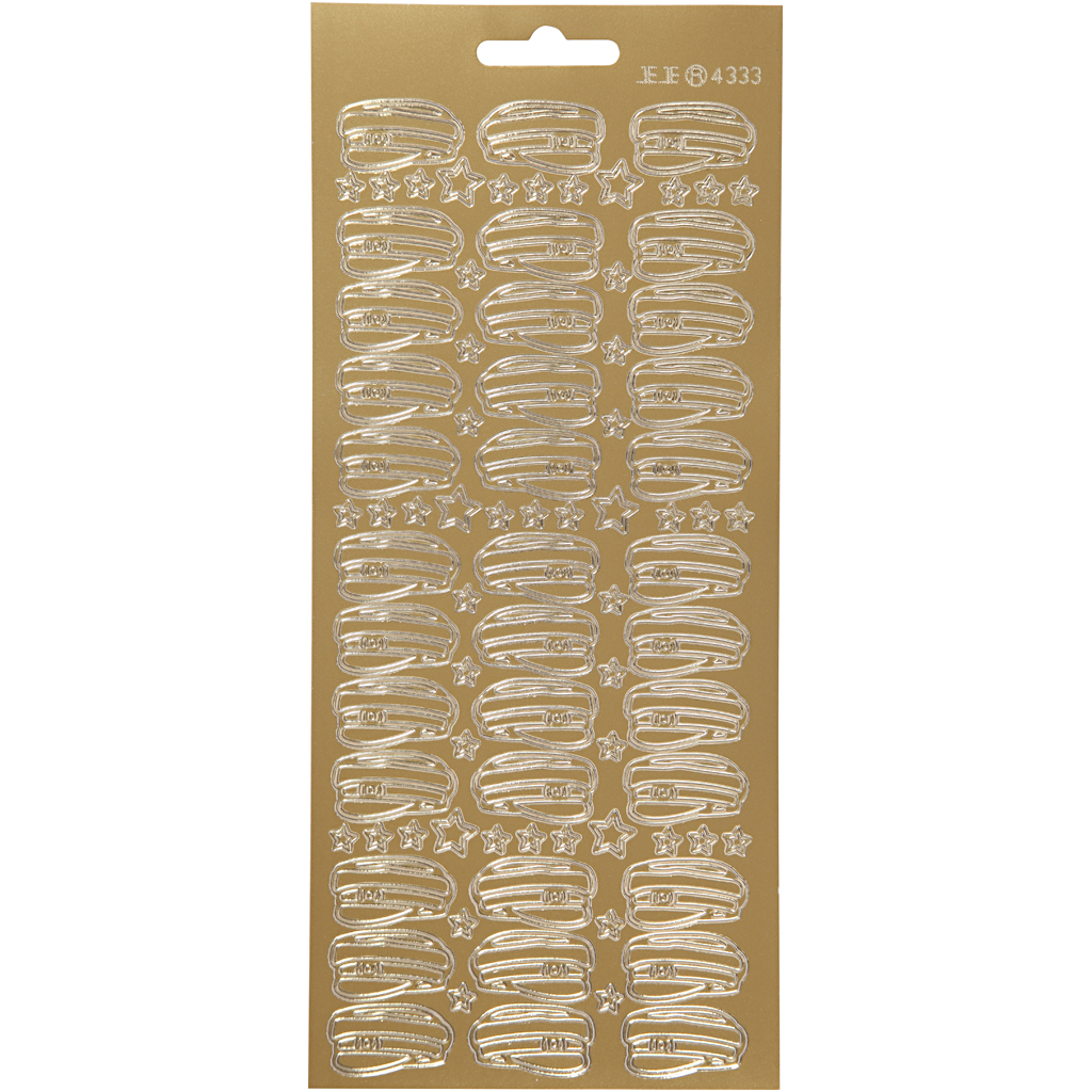 Stickers, guld, hatt, 10x23 cm, 1 ark Gull