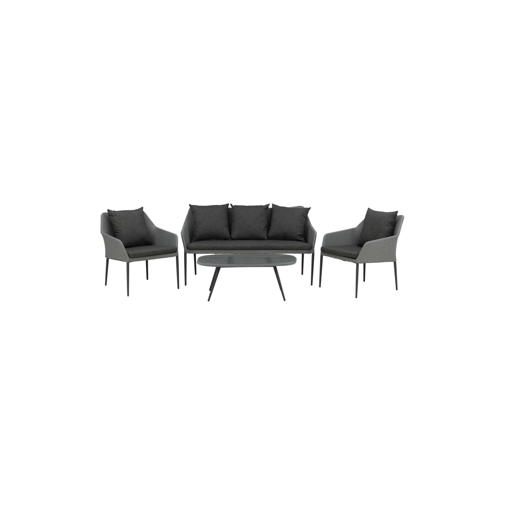 Spoga, Sofa Set, Black, Grey Sort