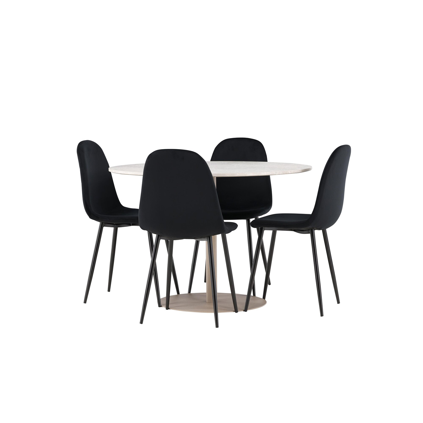 Spisegruppe Venture Home Lycke Ø110 med 4 stk Polar Stoler Fløyel