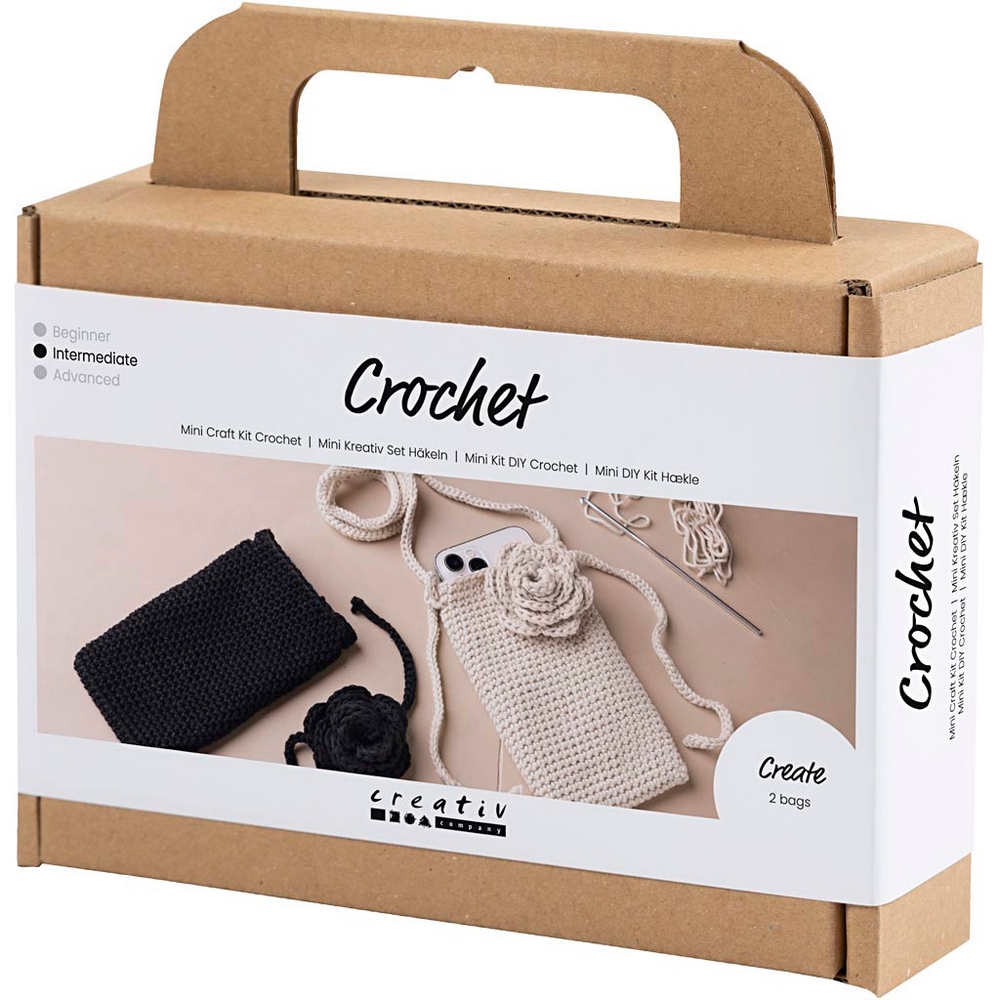 Hobbysett Creativ Company Mini DIY Kit Veske Hekling med Rose