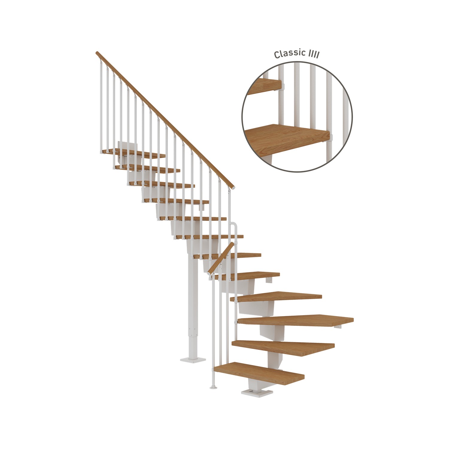 Hovedtrapp Dolle Dubai Eik Oljet 1/4-Sving Classic IIII