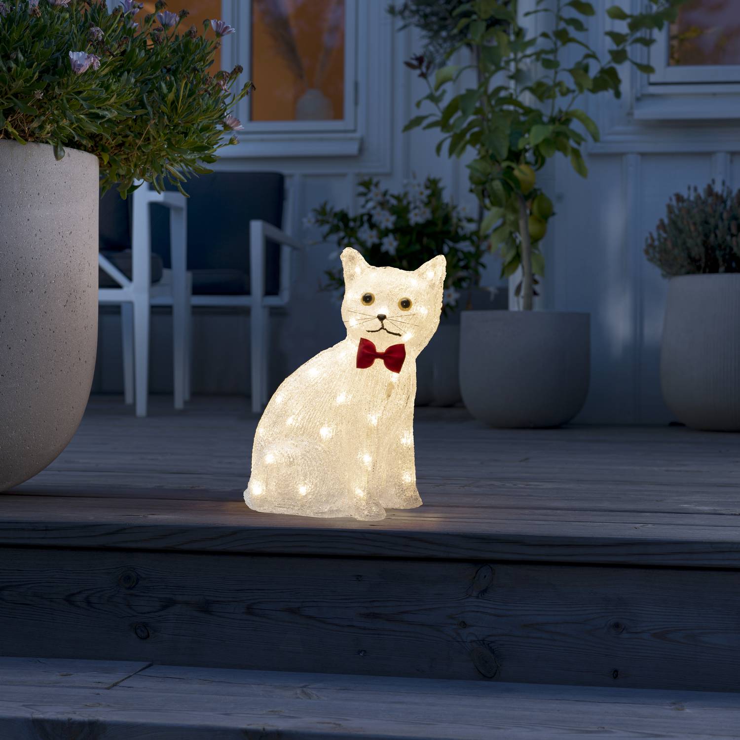 Lysdekorasjon Gnosjö Konstsmide Sittende Katt Akryl 34cm LED