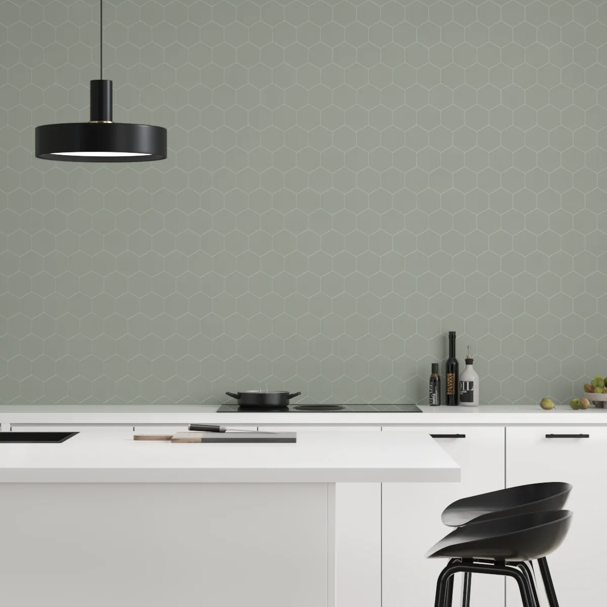 Veggpanel Fibo 5206-M71 EM Olive Green Hexagon