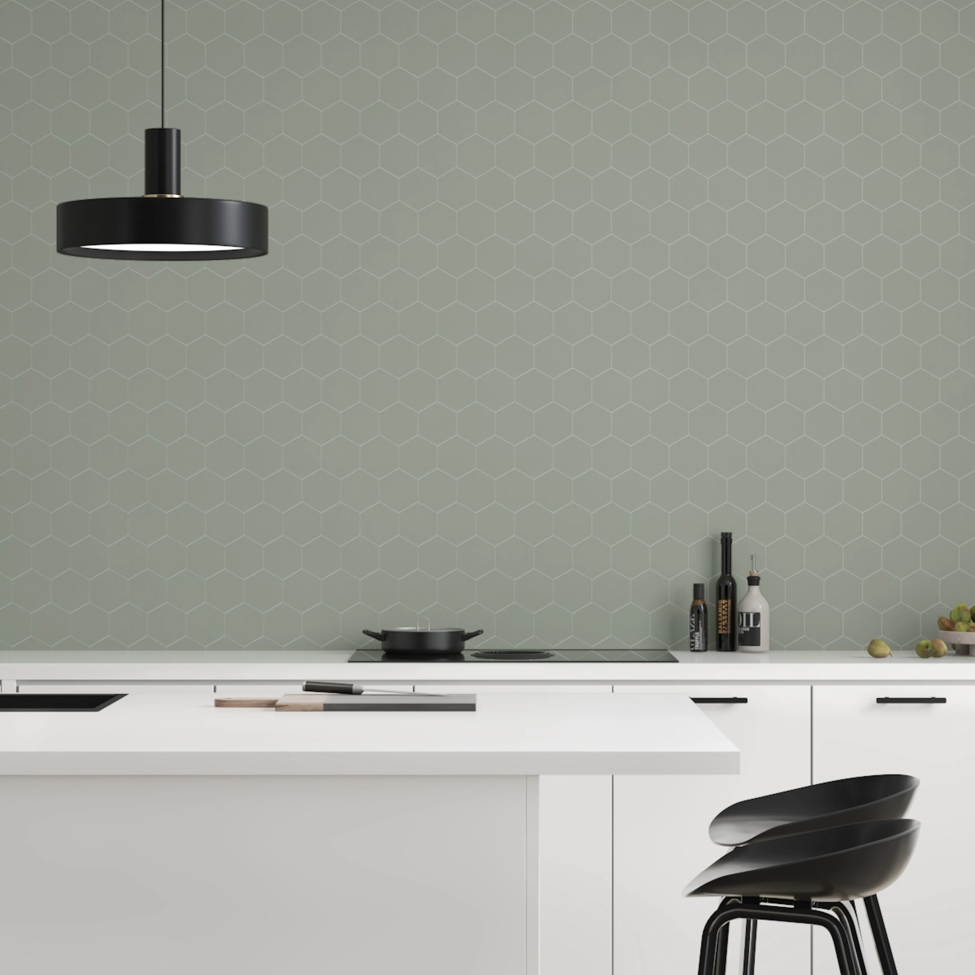 Veggpanel Fibo 5206-M71 EM Olive Green Hexagon