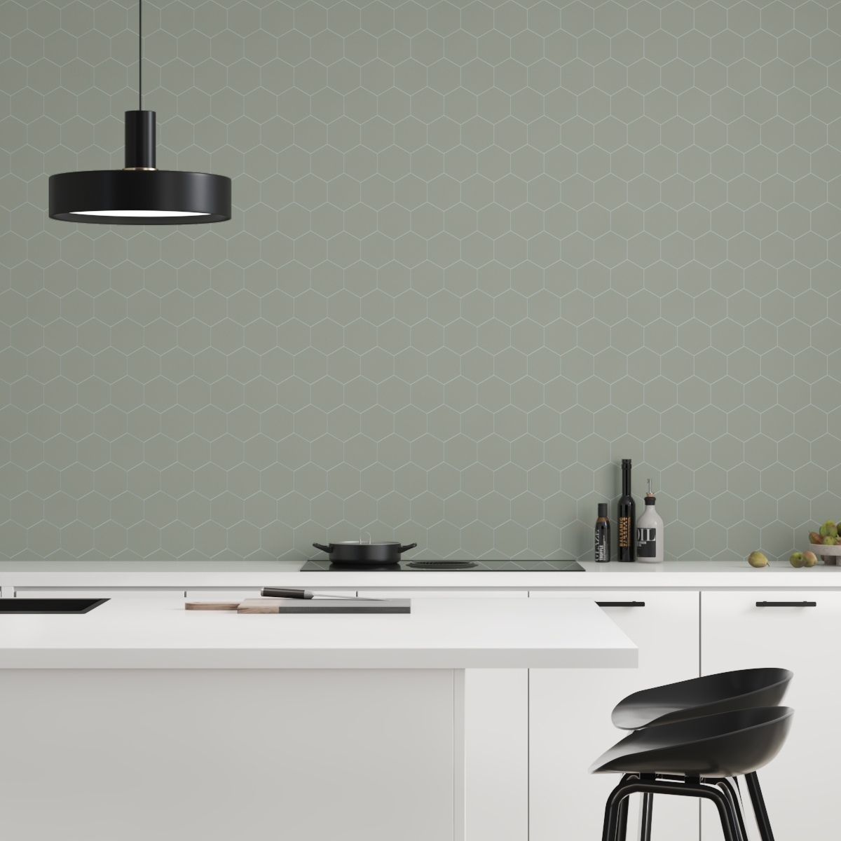 Veggpanel Fibo 5206-M71 EM Olive Green Hexagon