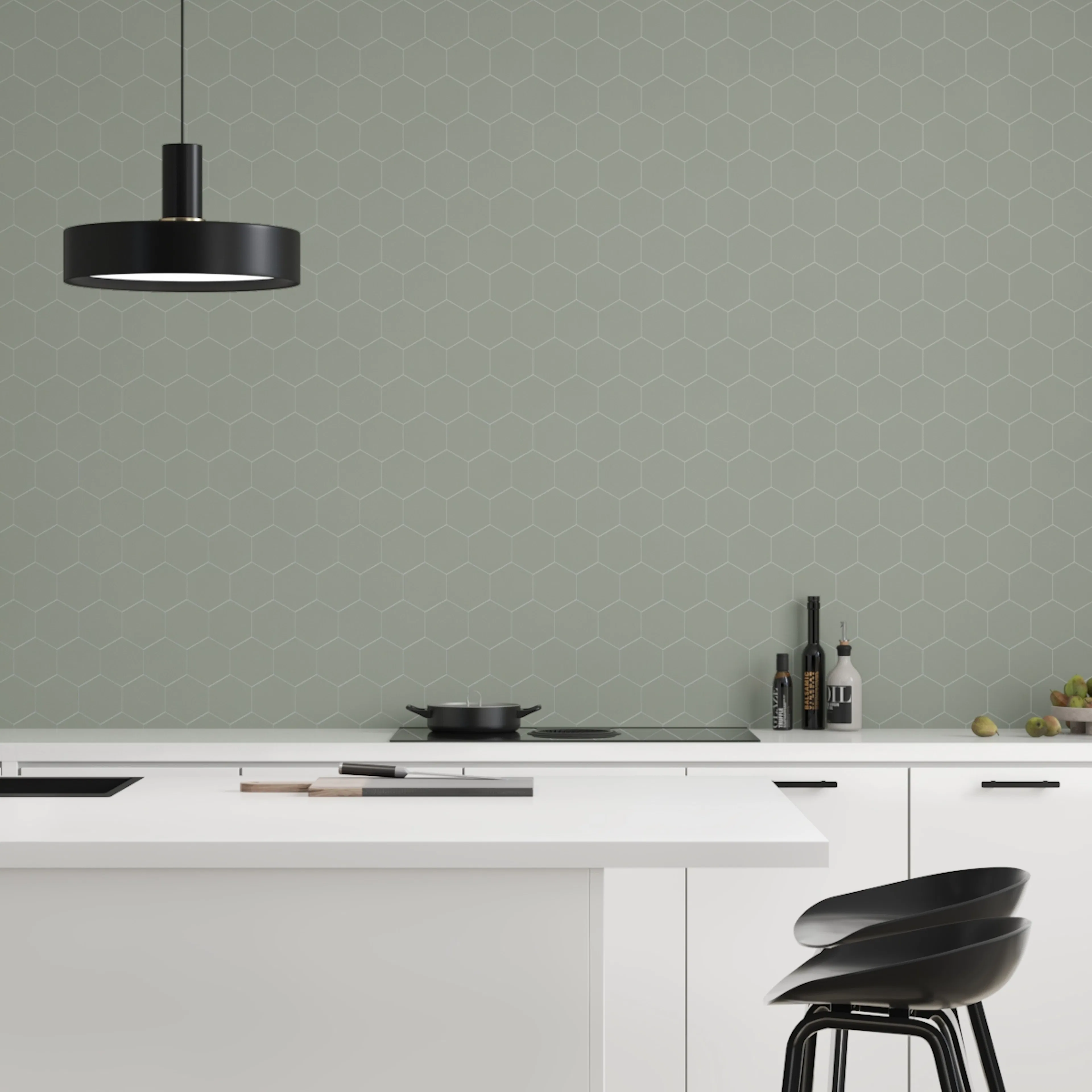 Veggpanel Fibo 5206-M71 EM Olive Green Hexagon